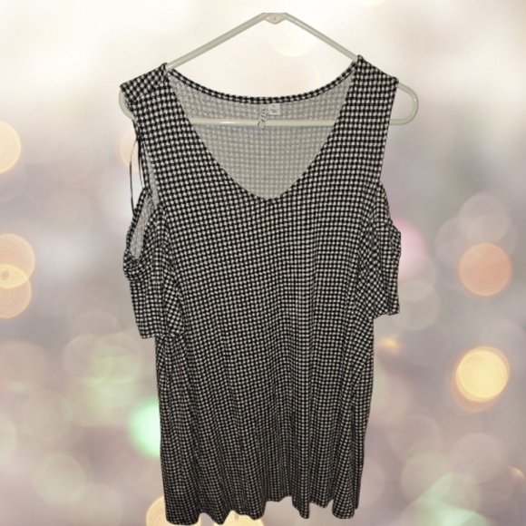 ELLE Black & White Checker Blouse Size XL - Picture 3 of 8